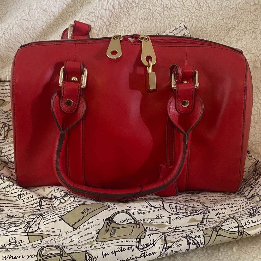 Chic Red Satchel Bag